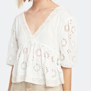 Free People White Sweeter Side Crop Top